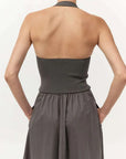 St Agni Halter Gathered Dress Khaki