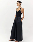 St Agni Halter Gathered Dress Black