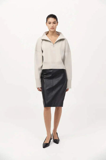 St Agni Milano Knit Zip Jumper Silver