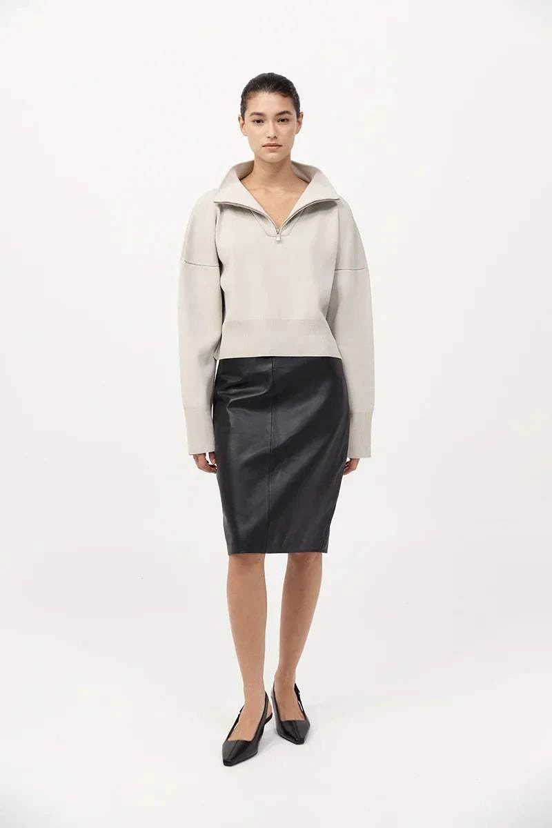 St Agni Milano Knit Zip Jumper Silver
