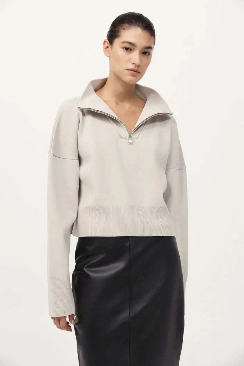 St Agni Milano Knit Zip Jumper Silver
