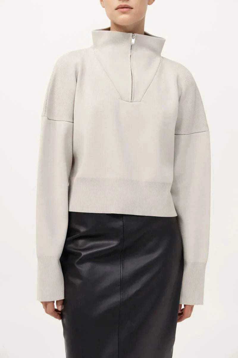 St Agni Milano Knit Zip Jumper Silver