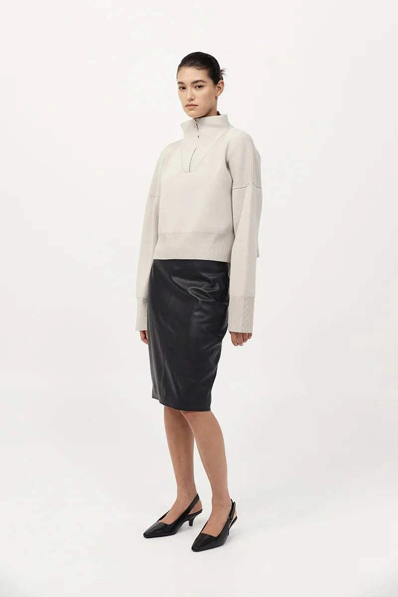 St Agni Milano Knit Zip Jumper Silver