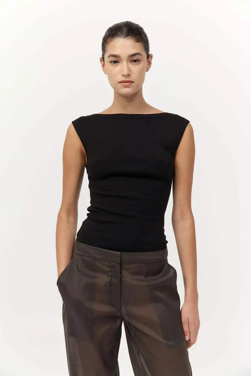 St Agni Organic Cotton Ballerina Top Jet Black