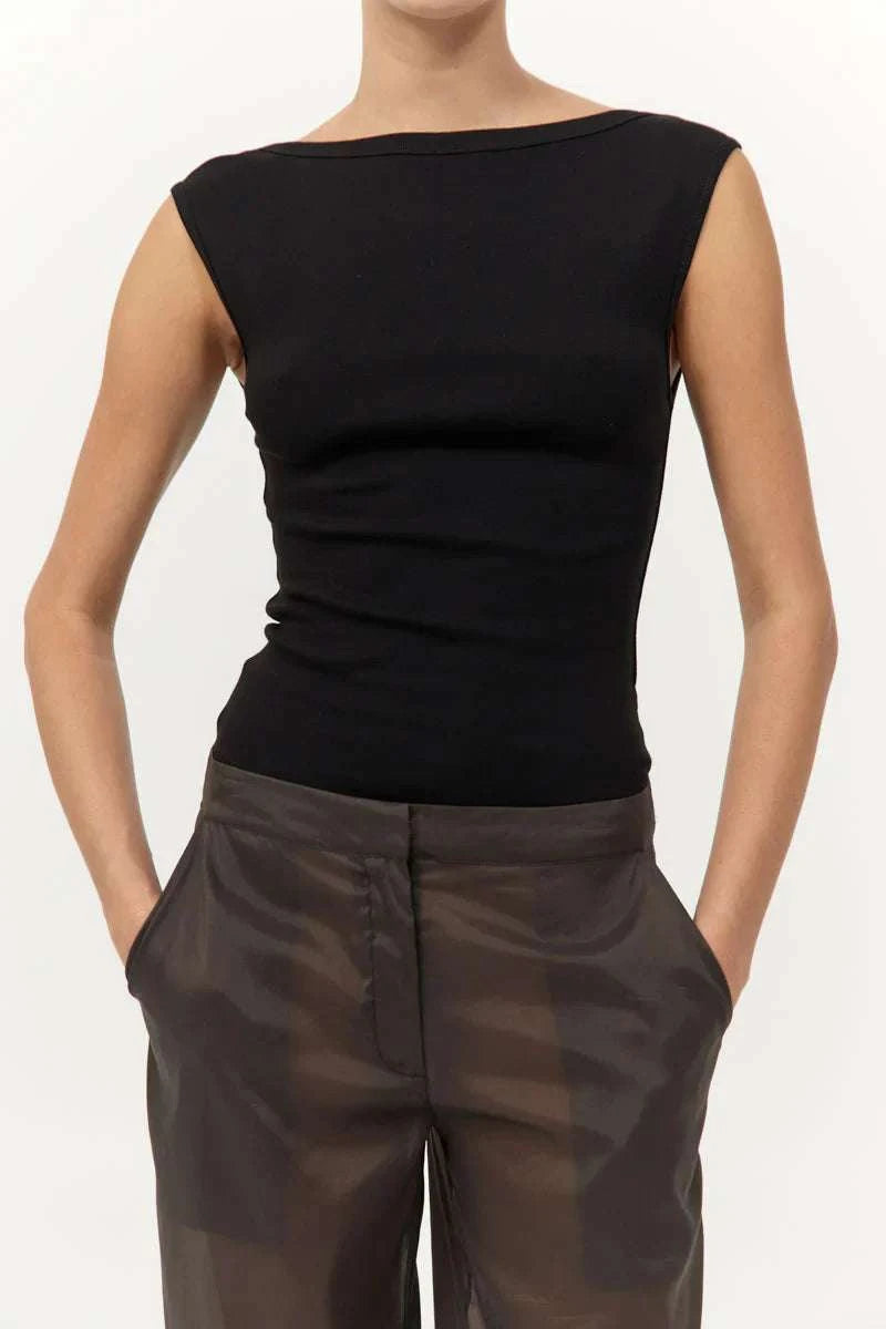 St Agni Organic Cotton Ballerina Top Jet Black