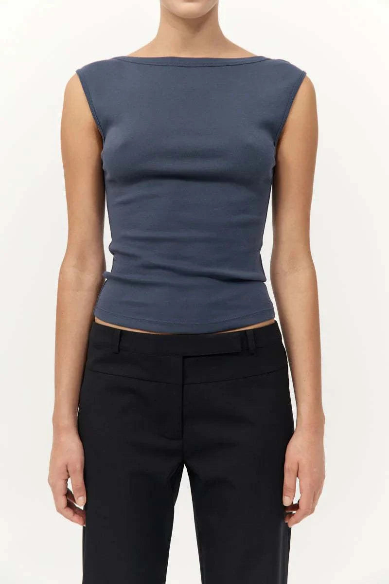 St Agni Organic Cotton Ballerina Top Storm