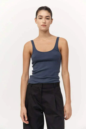St Agni Organic Cotton Slim Scoop Tank Storm