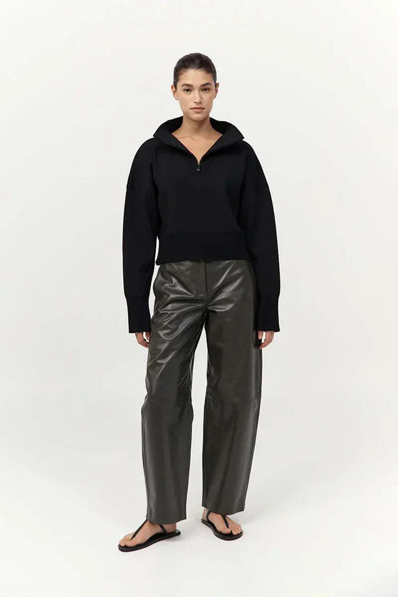 St Agni Milano Knit Zip Jumper Black