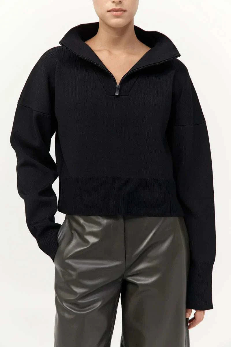 St Agni Milano Knit Zip Jumper Black