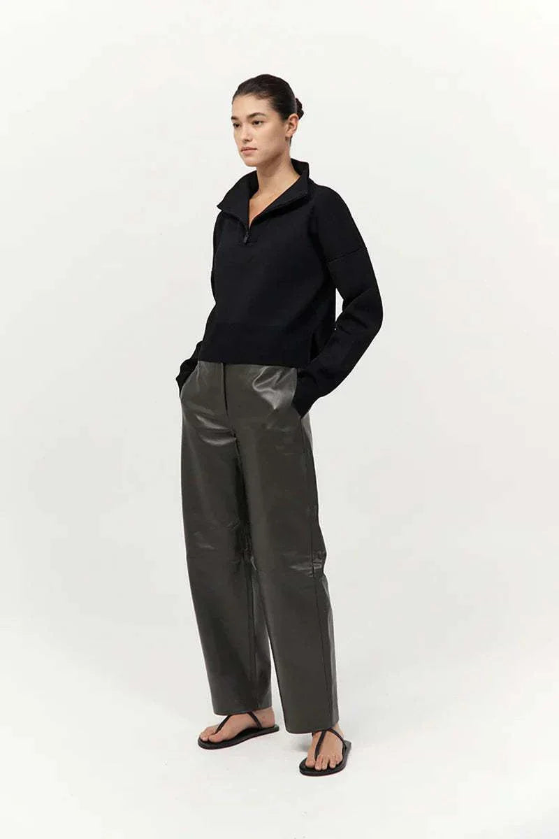St Agni Milano Knit Zip Jumper Black