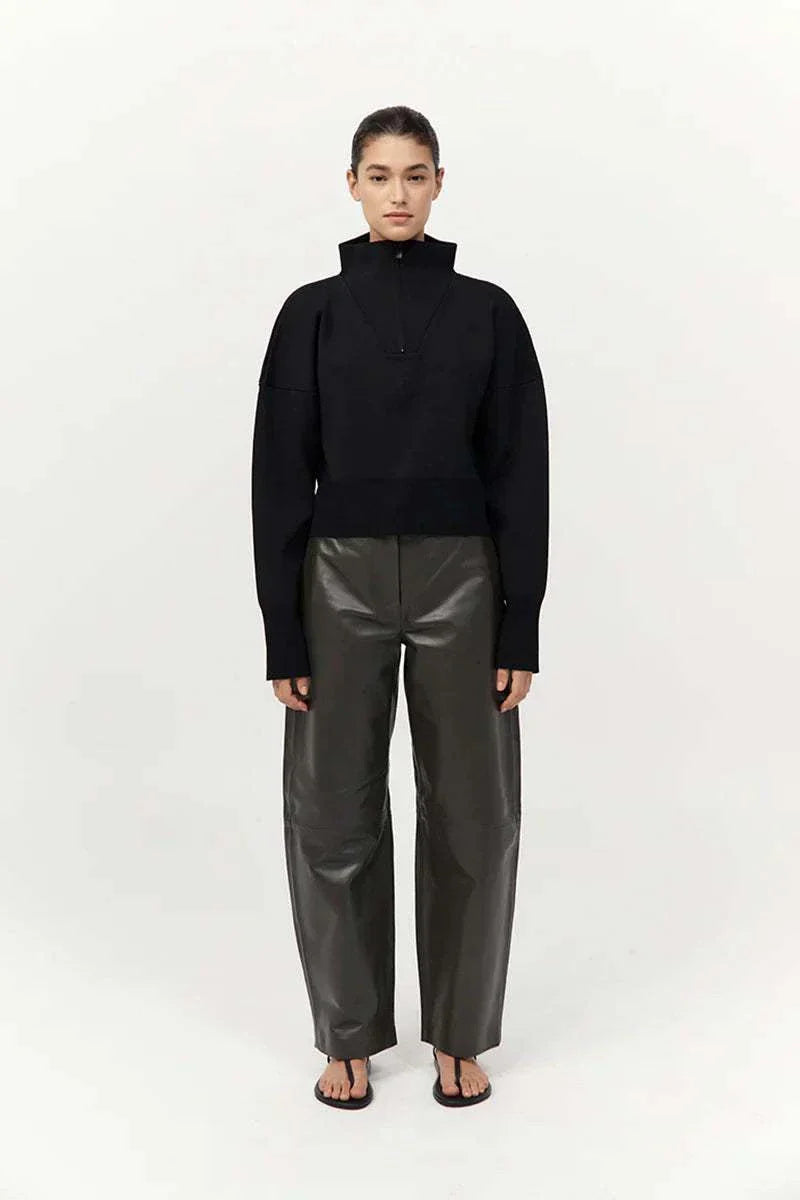 St Agni Milano Knit Zip Jumper Black