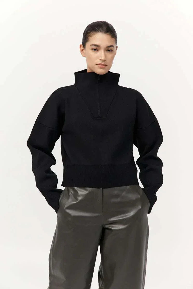 St Agni Milano Knit Zip Jumper Black