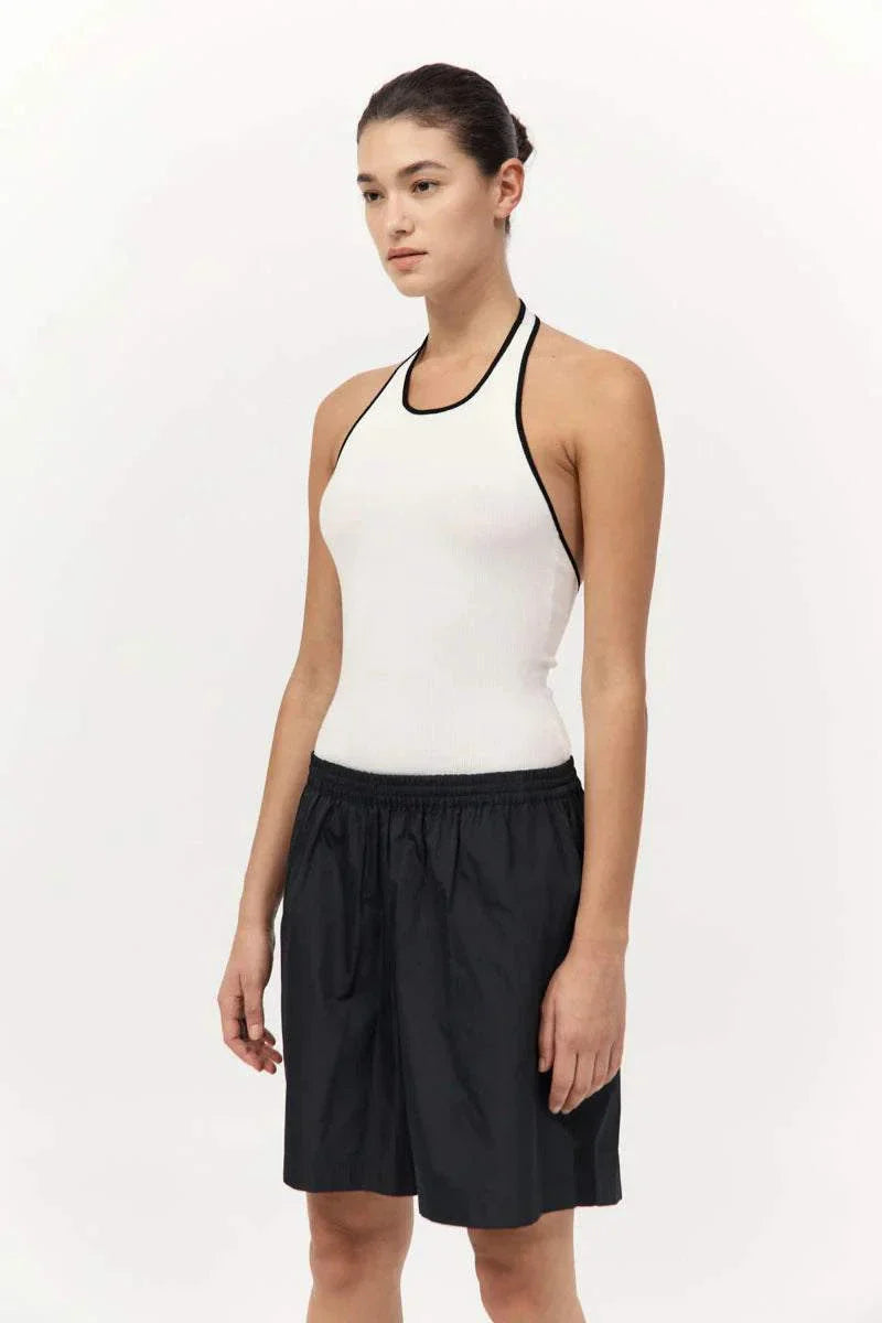 St Agni Fine Line Halter Top Off White 