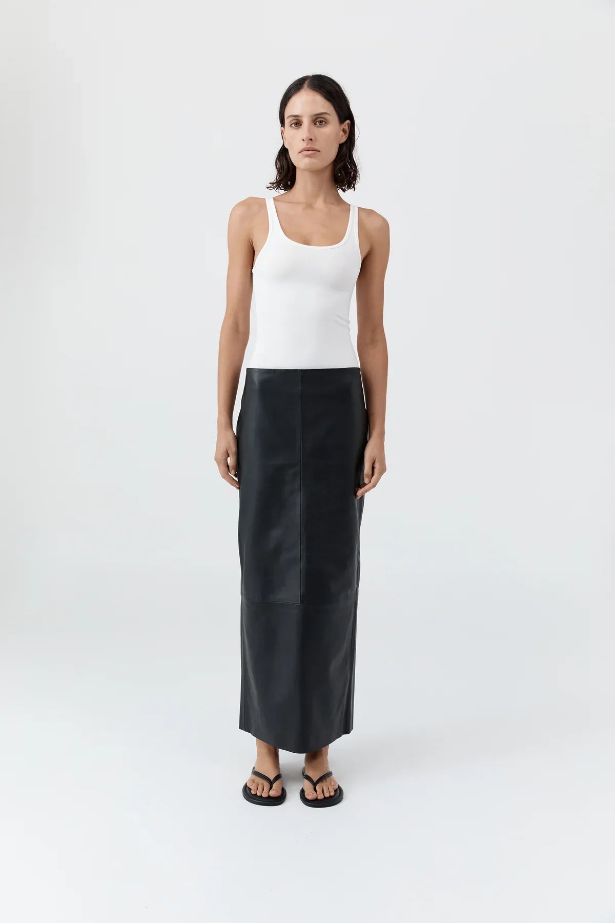 St Agni Soft Jersey Slim Scoop Tank White