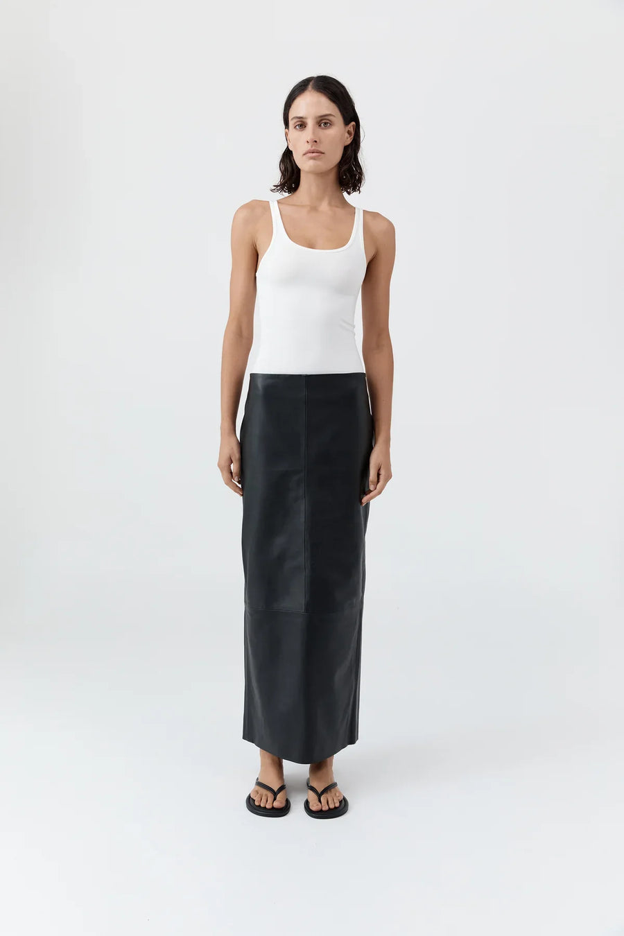 St Agni Soft Jersey Slim Scoop Tank White