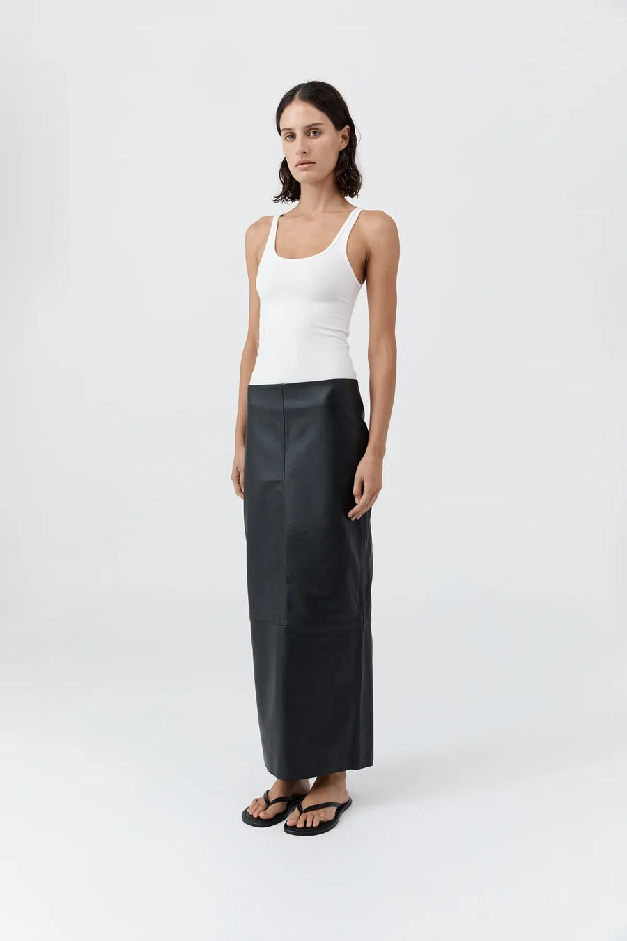 St Agni Soft Jersey Slim Scoop Tank White