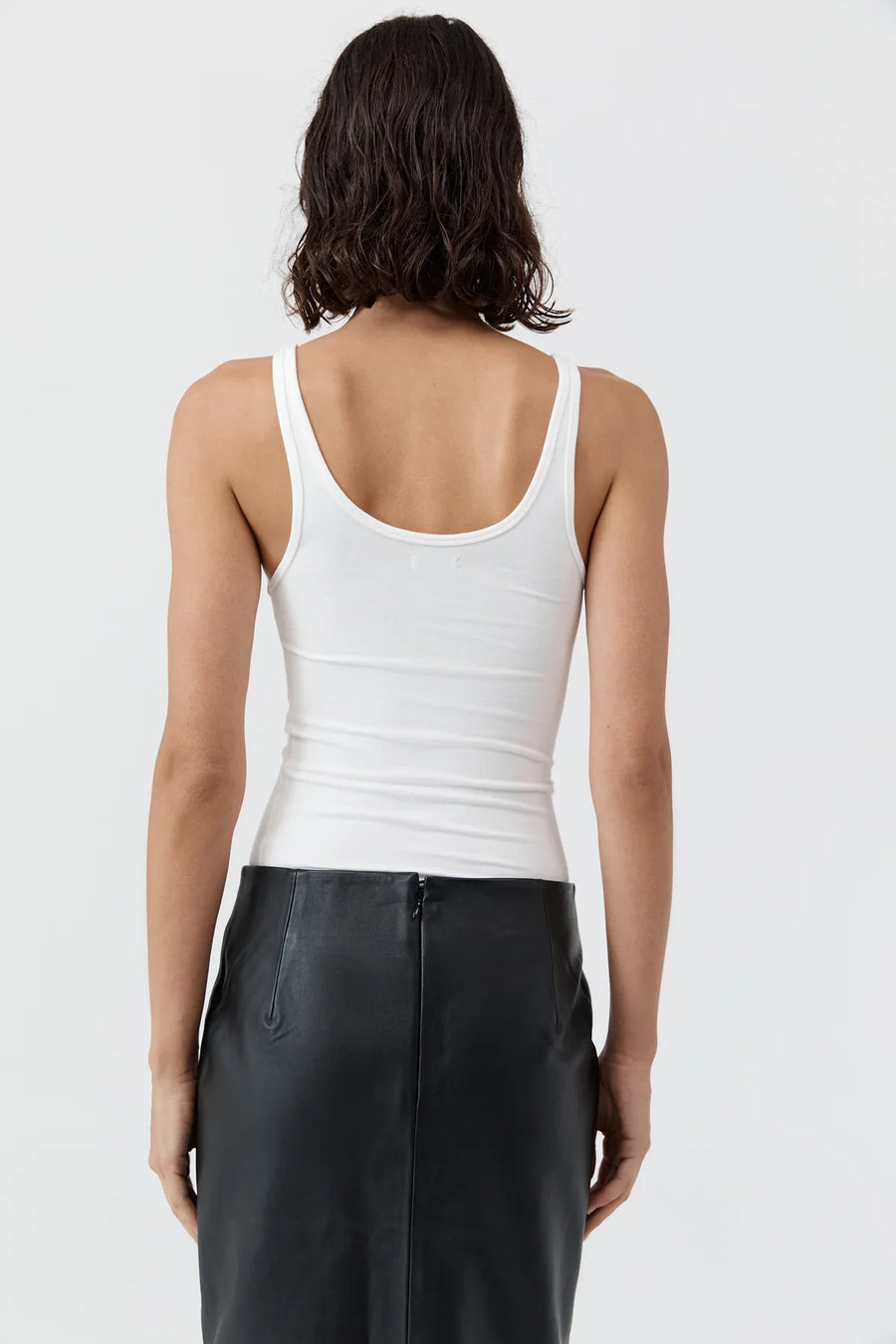 St Agni Soft Jersey Slim Scoop Tank White