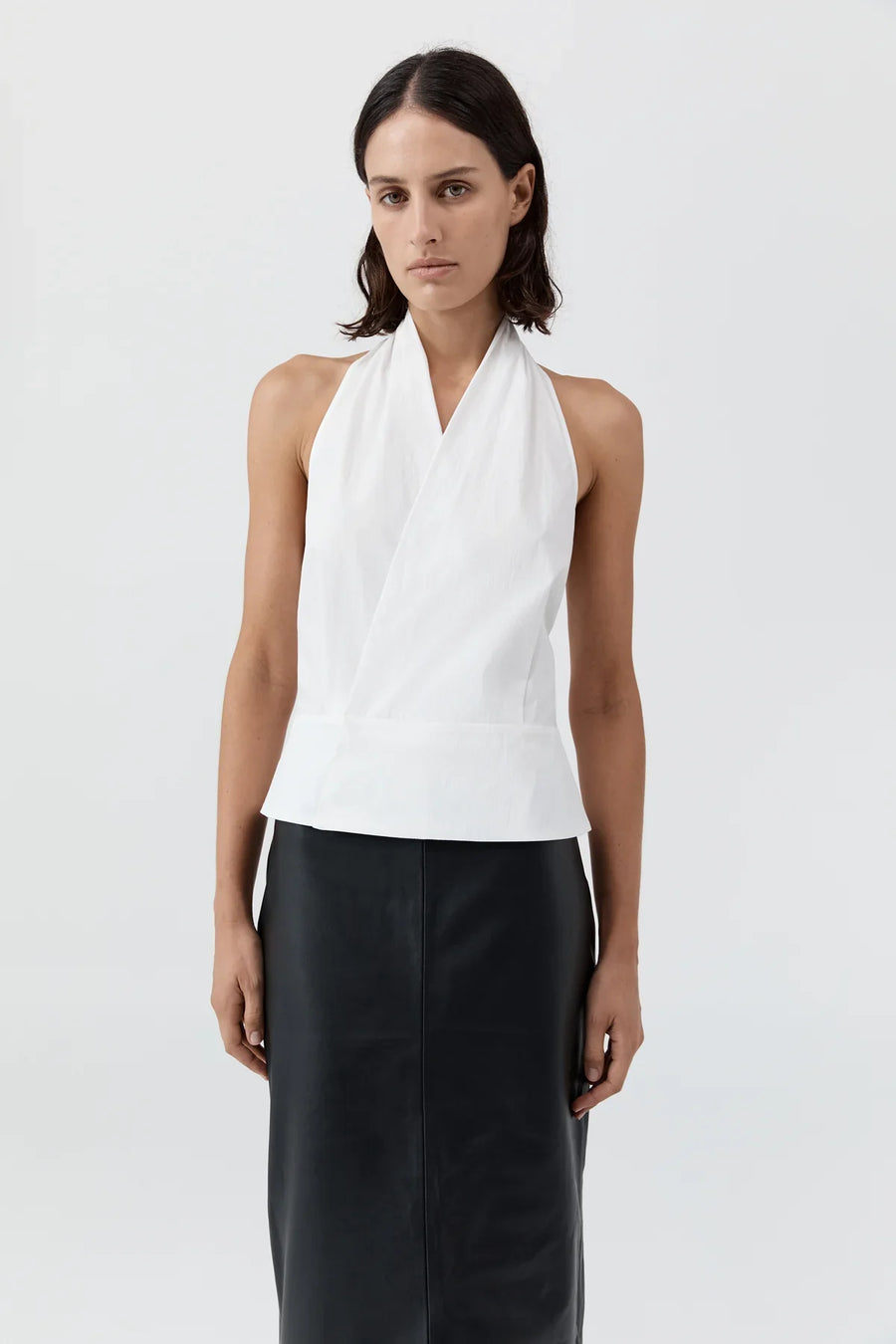 St Agni Halter Wrap Top White