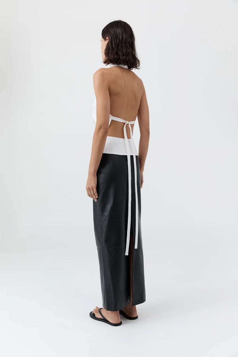 St Agni Halter Wrap Top White