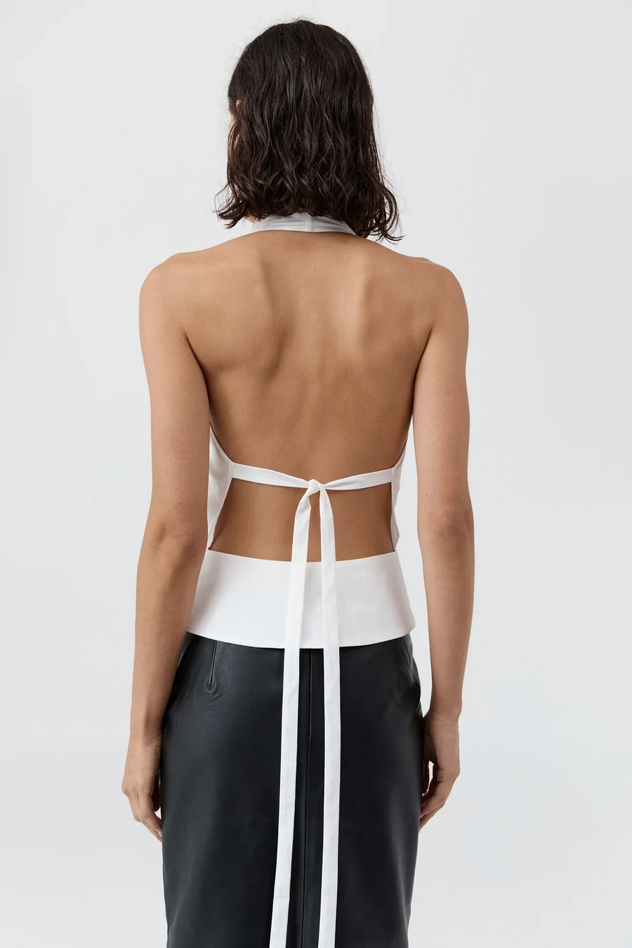 St Agni Halter Wrap Top White