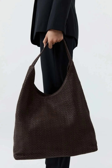 St Agni Lattice Weave Large Tote Coffee