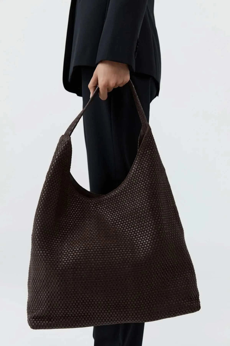 St Agni Lattice Weave Large Tote Coffee