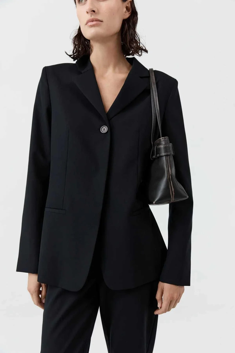 St Agni Brushed Belt Detail Baguette Black