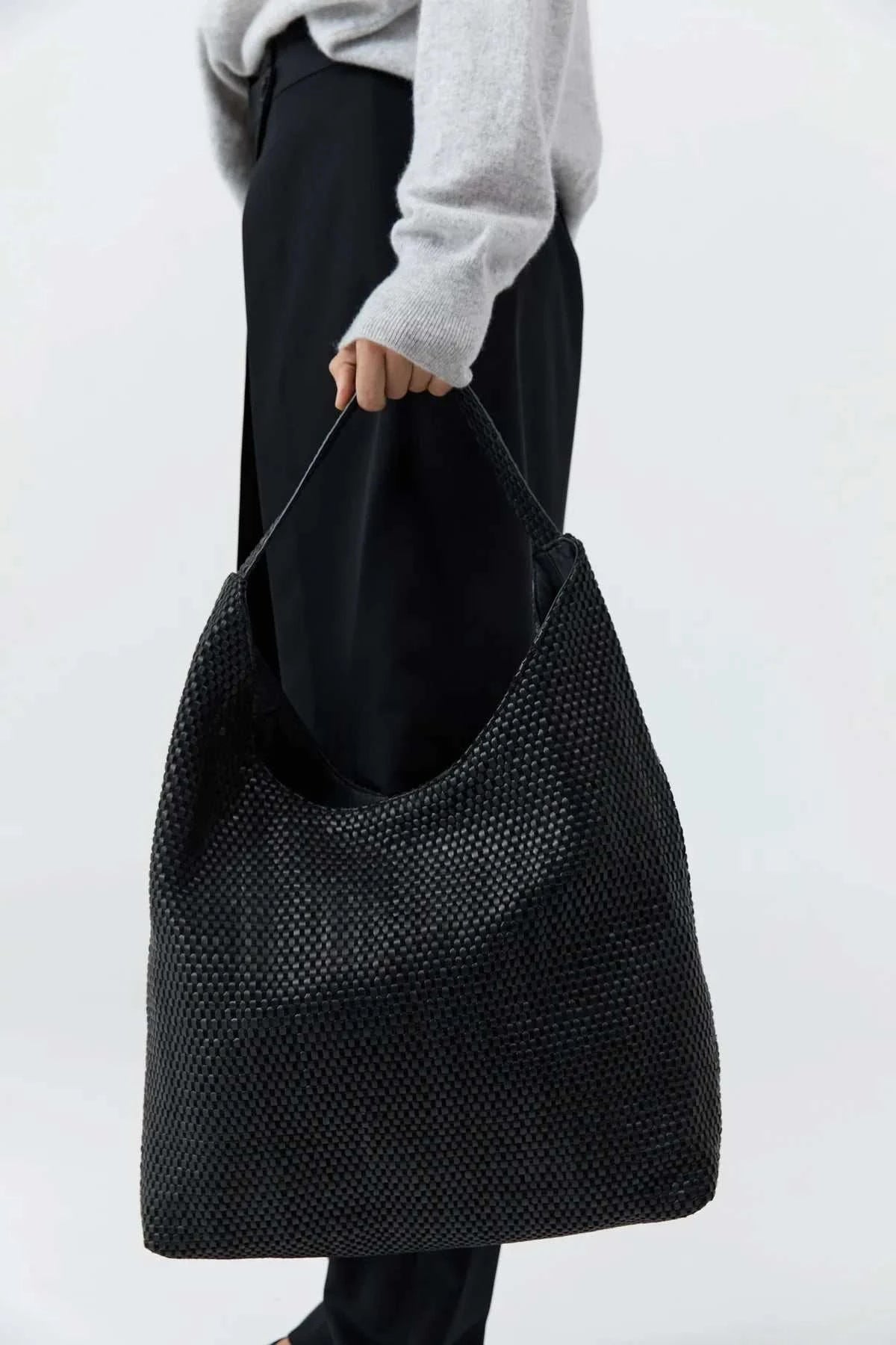 St Agni Lattice Weave Large Tote Black