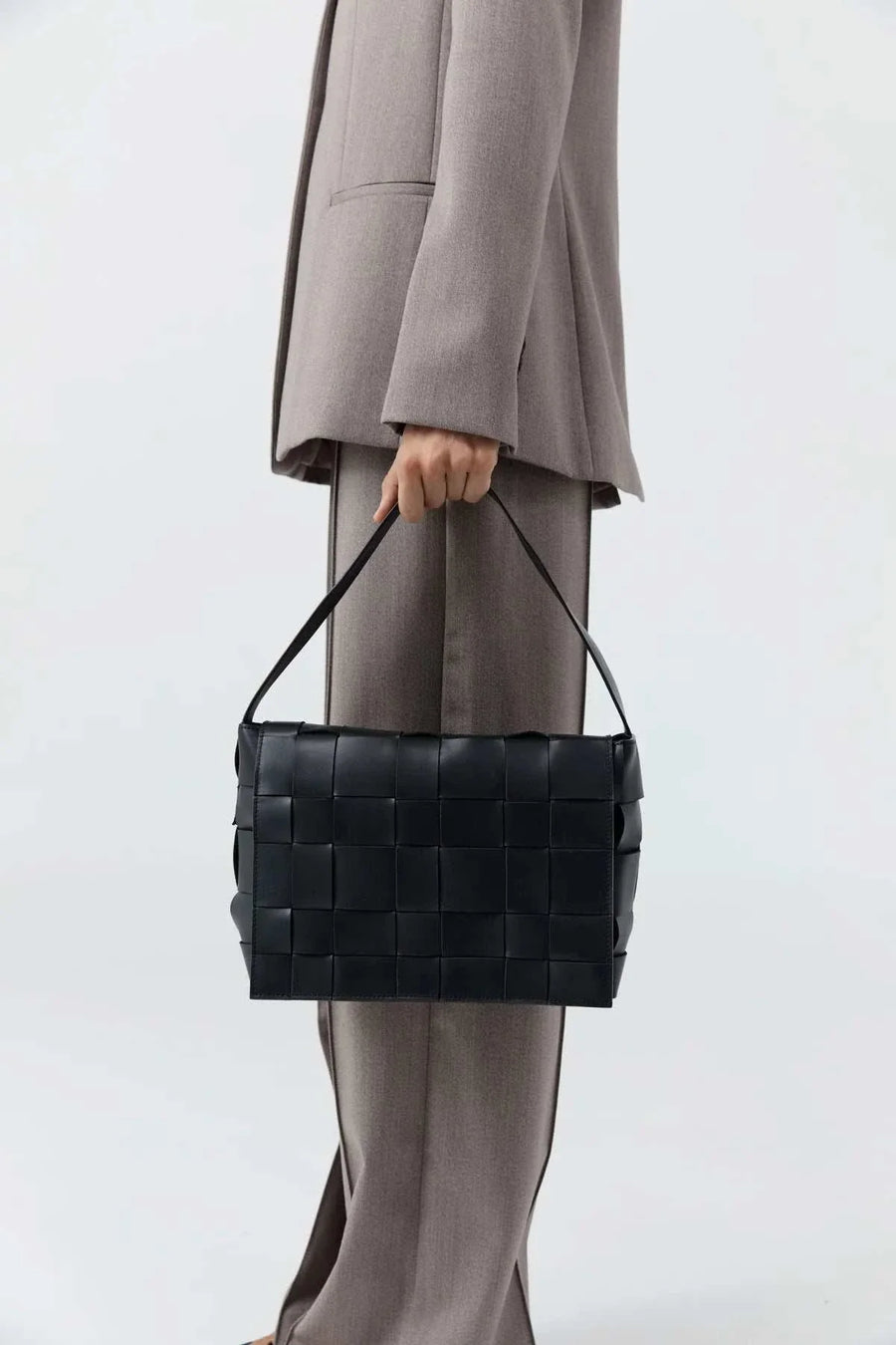 St Agni Woven Envelope Mini Tote Black