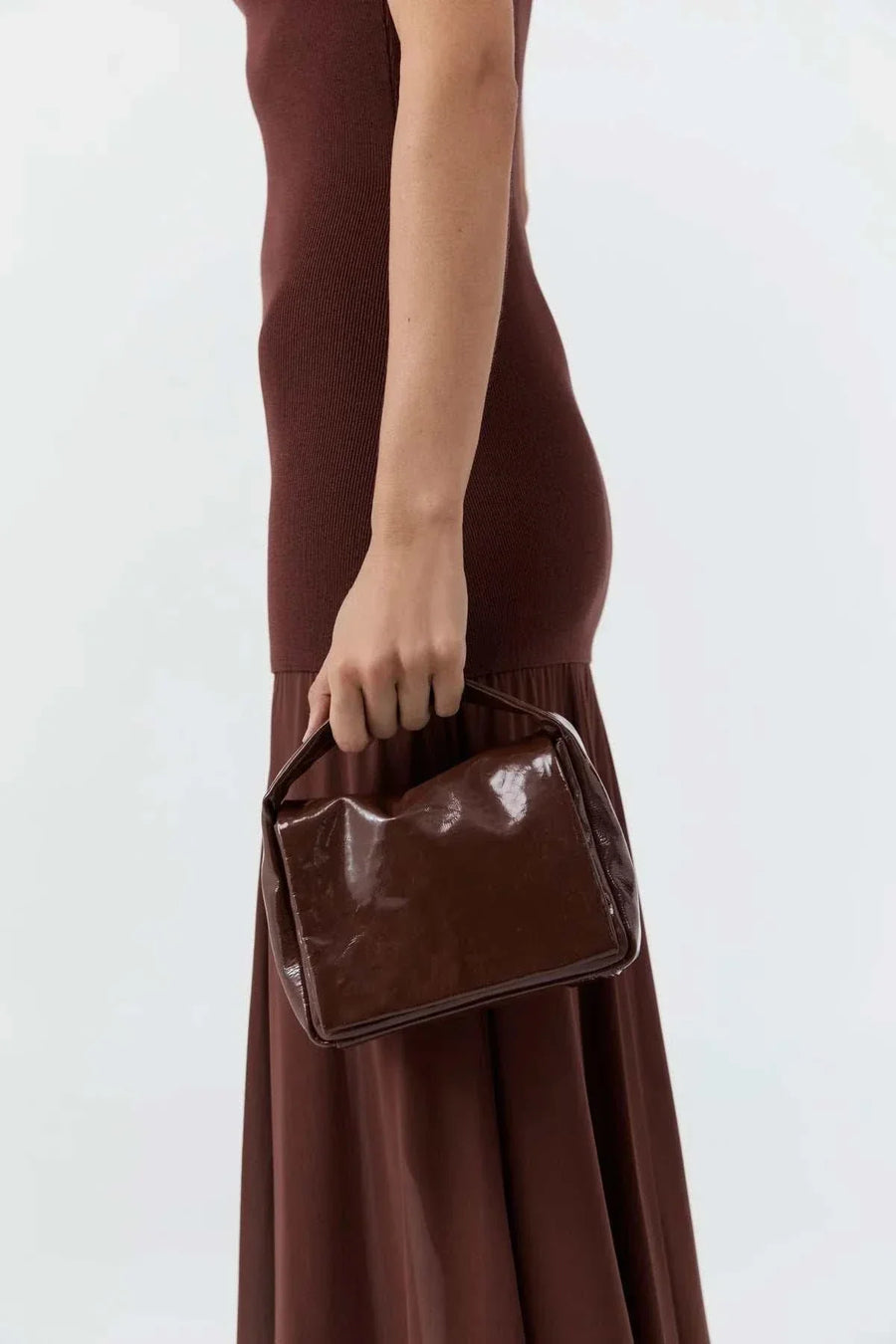 St Agni Petit Soft Satchel Patent Liqueur