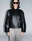 St Agni Cocoon Leather Jacket Black