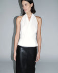 St Agni Halter Wrap Top White