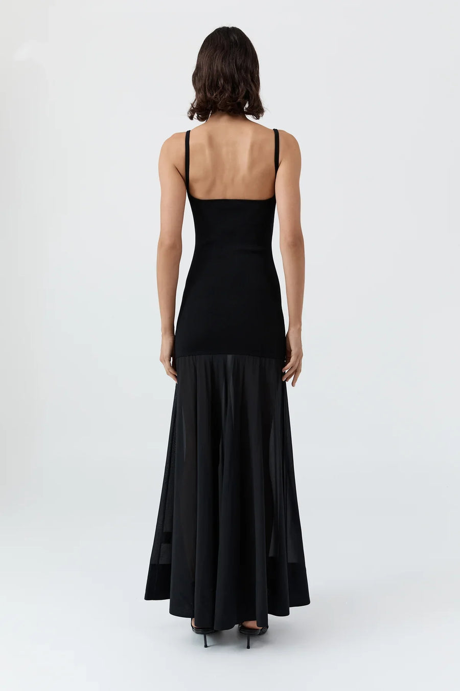 St Agni Sheer Silk Circle Hem Dress Black