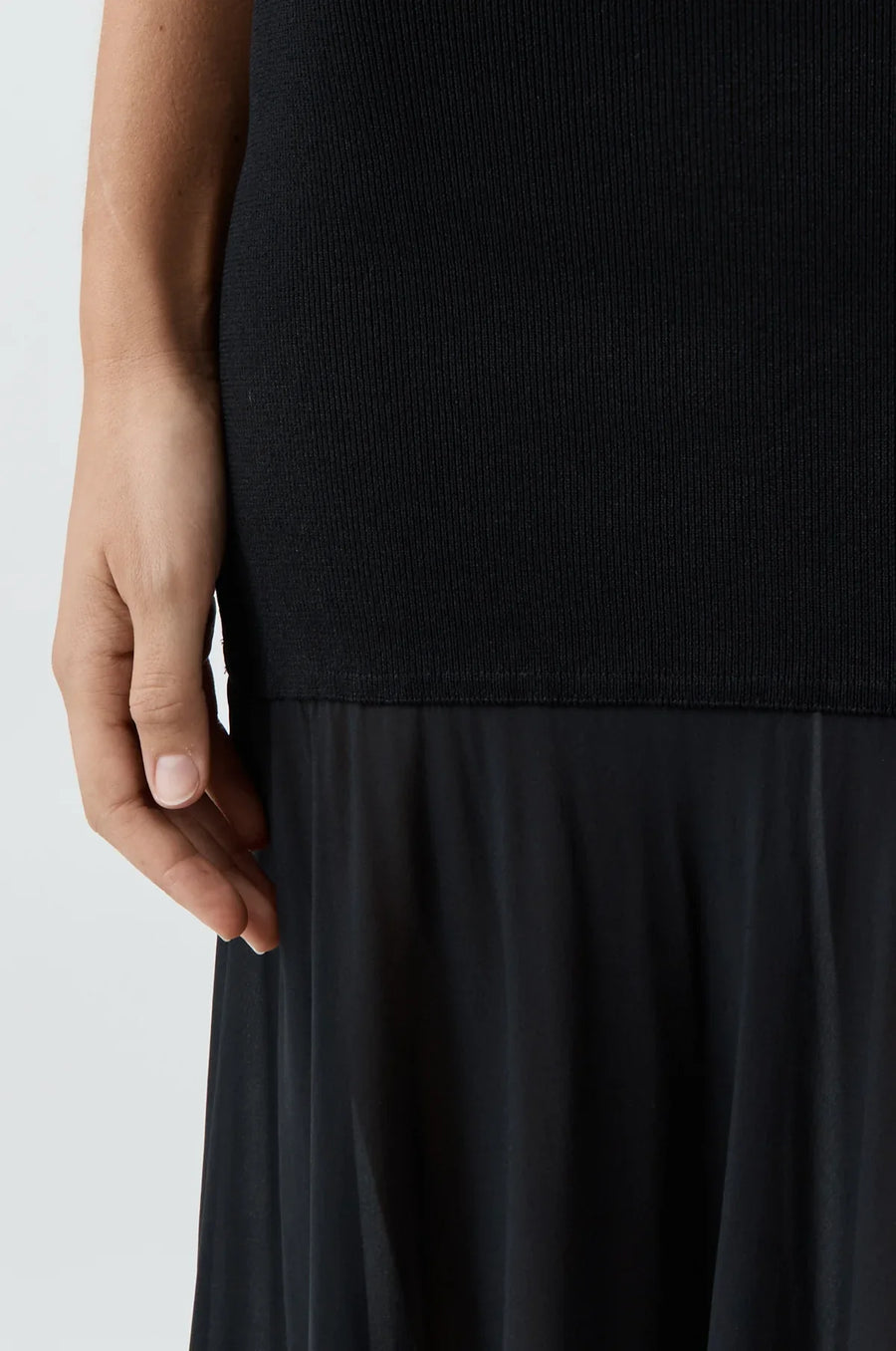 St Agni Sheer Silk Circle Hem Dress Black