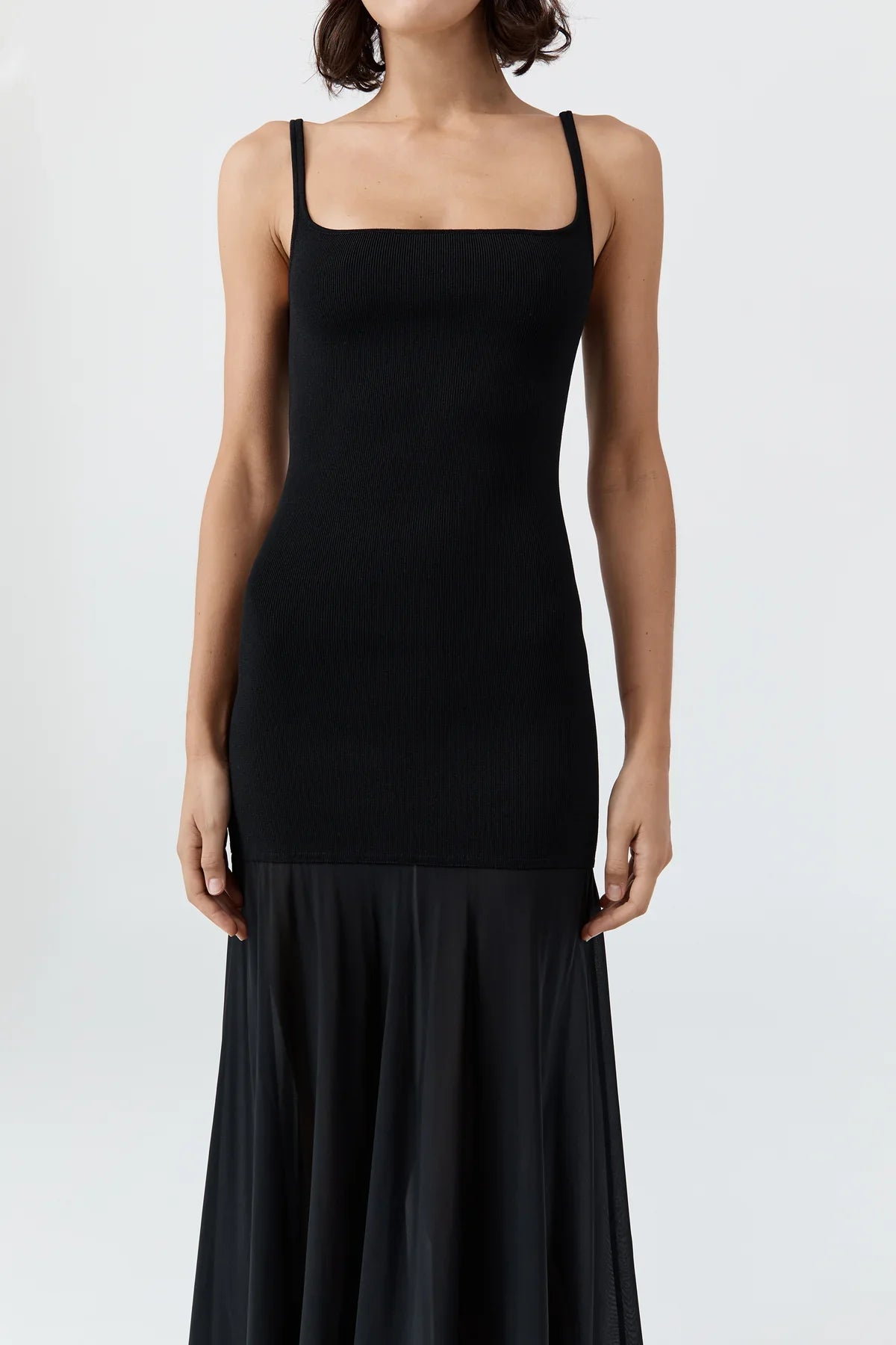 St Agni Sheer Silk Circle Hem Dress Black
