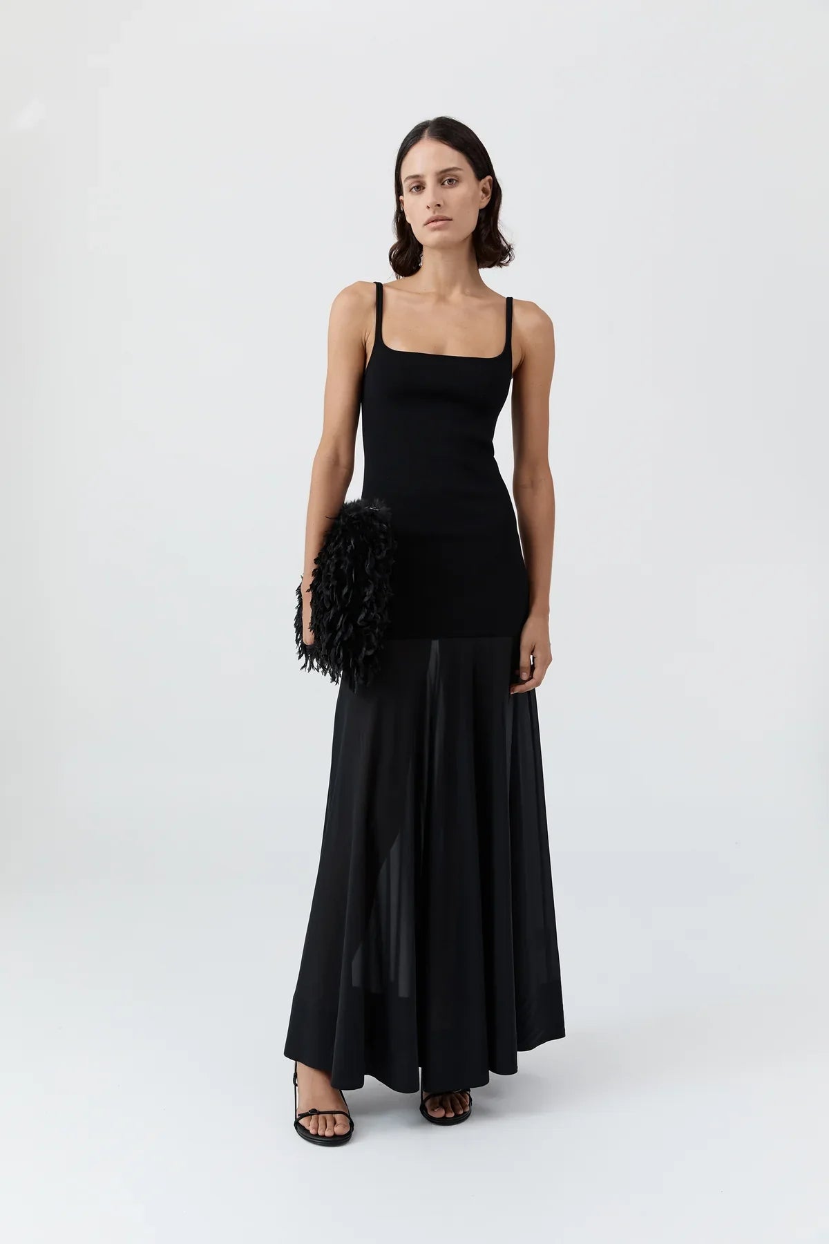 St Agni Sheer Silk Circle Hem Dress Black