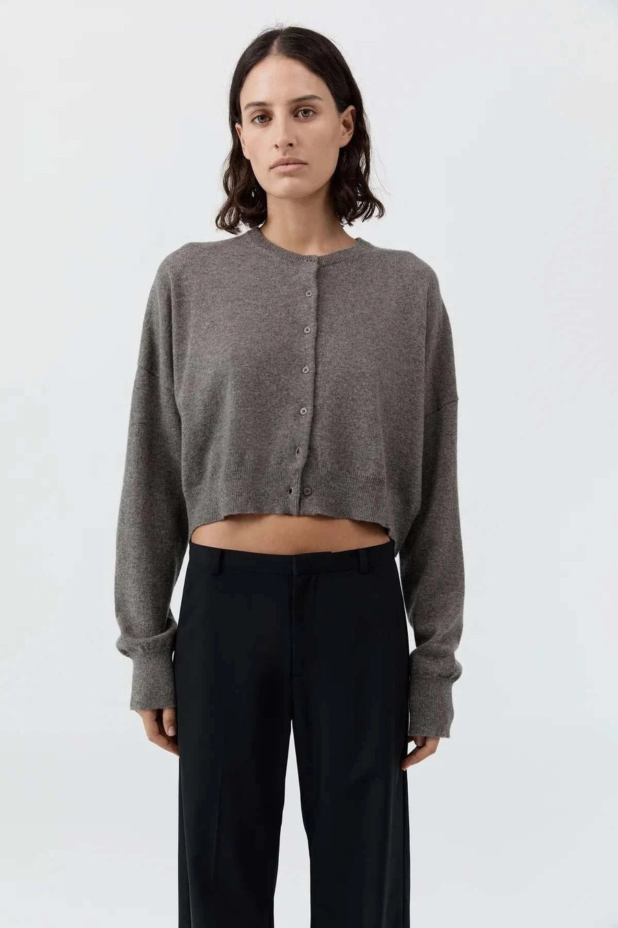 St Agni Cashmere Relaxed Cropped Cardigan Doe