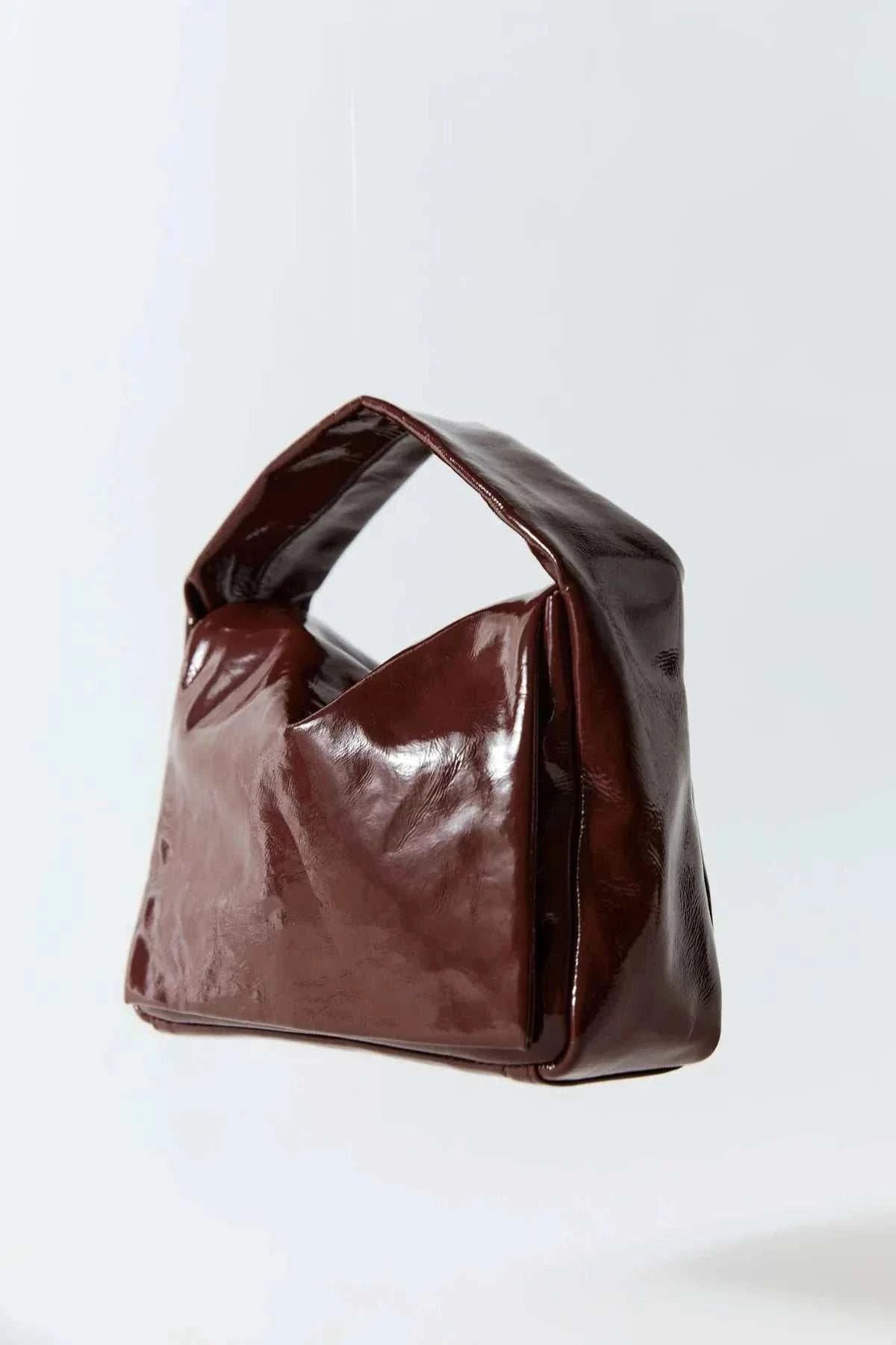 St Agni Petit Soft Satchel Patent Liqueur