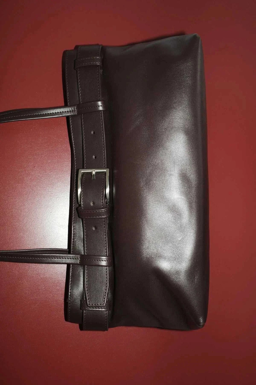 St Agni Brushed Belt Detail Baguette Coffee