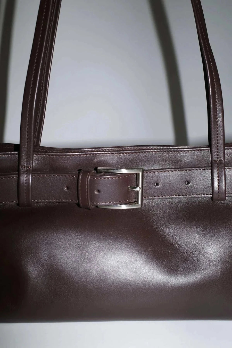 St Agni Brushed Belt Detail Baguette Coffee