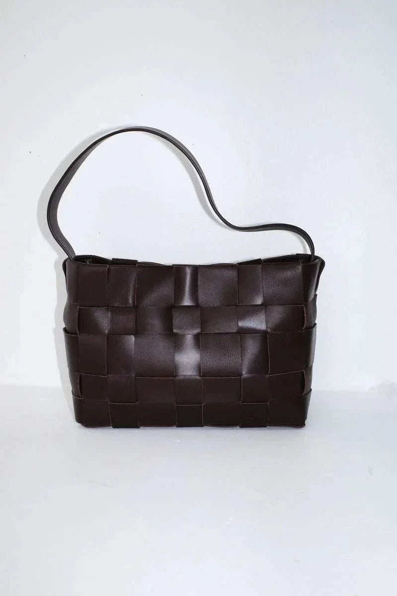 St Agni Woven Mini Tote Chocolate