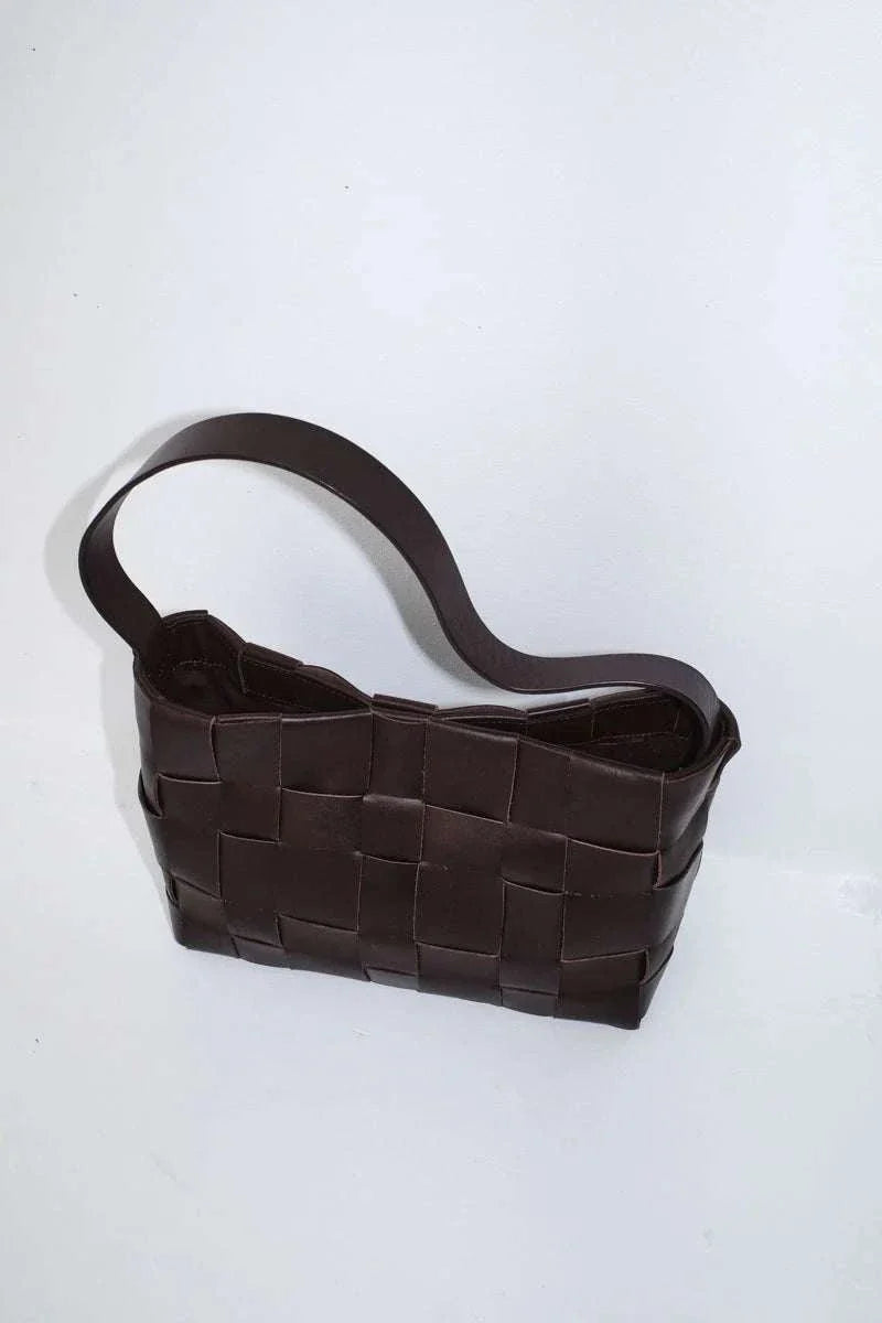St Agni Woven Mini Tote Chocolate
