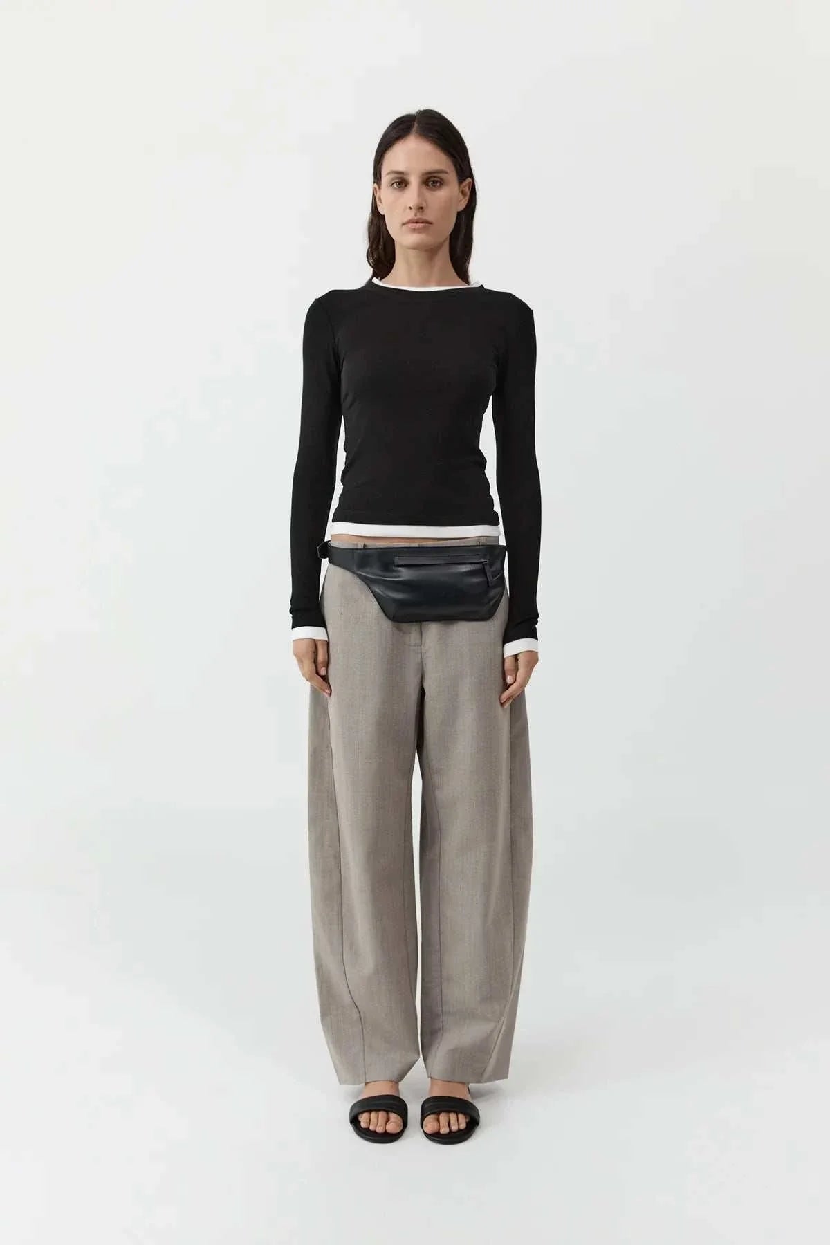 St Agni Organic Cotton Layered Long Sleeve Top Black