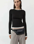 St Agni Organic Cotton Layered Long Sleeve Top Black