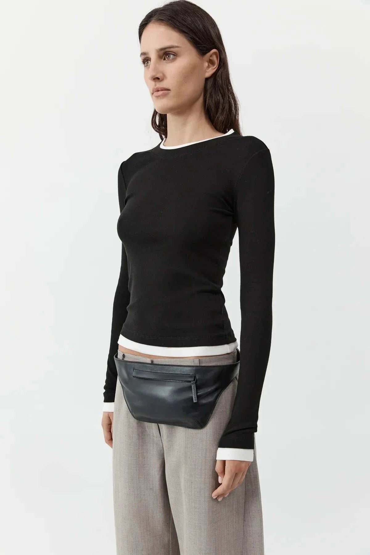 St Agni Organic Cotton Layered Long Sleeve Top Black