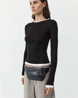 St Agni Organic Cotton Layered Long Sleeve Top Black