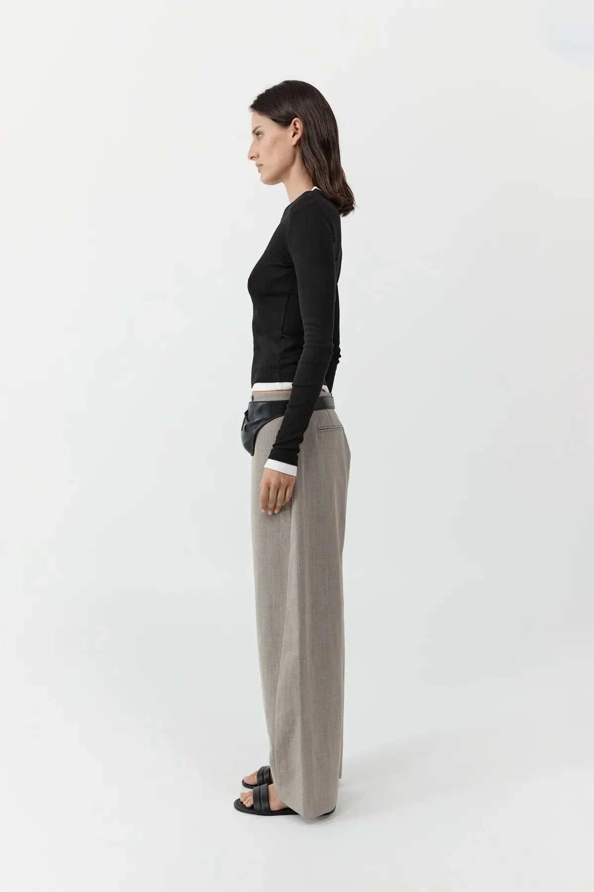 St Agni Organic Cotton Layered Long Sleeve Top Black