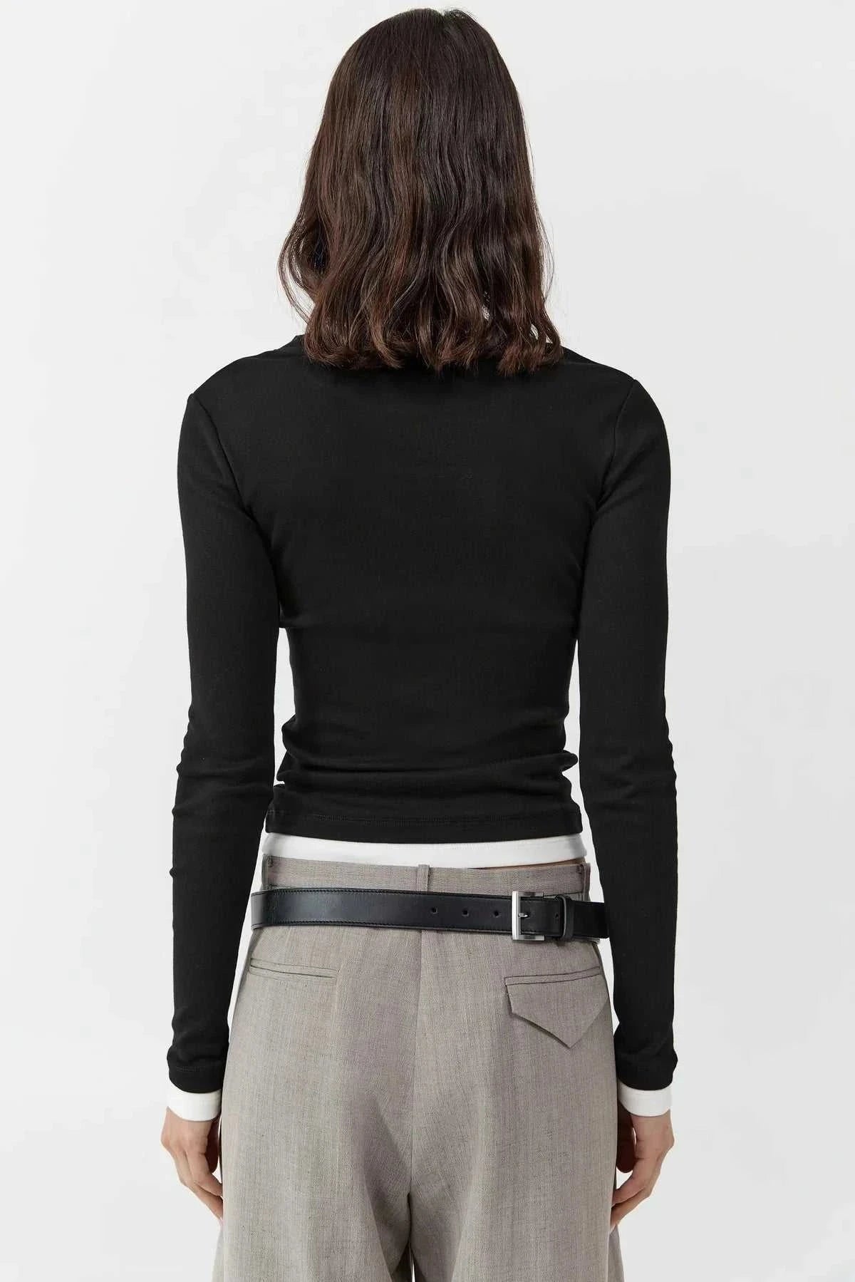 St Agni Organic Cotton Layered Long Sleeve Top Black