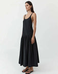 St Agni Relaxed Pleat Dress Black