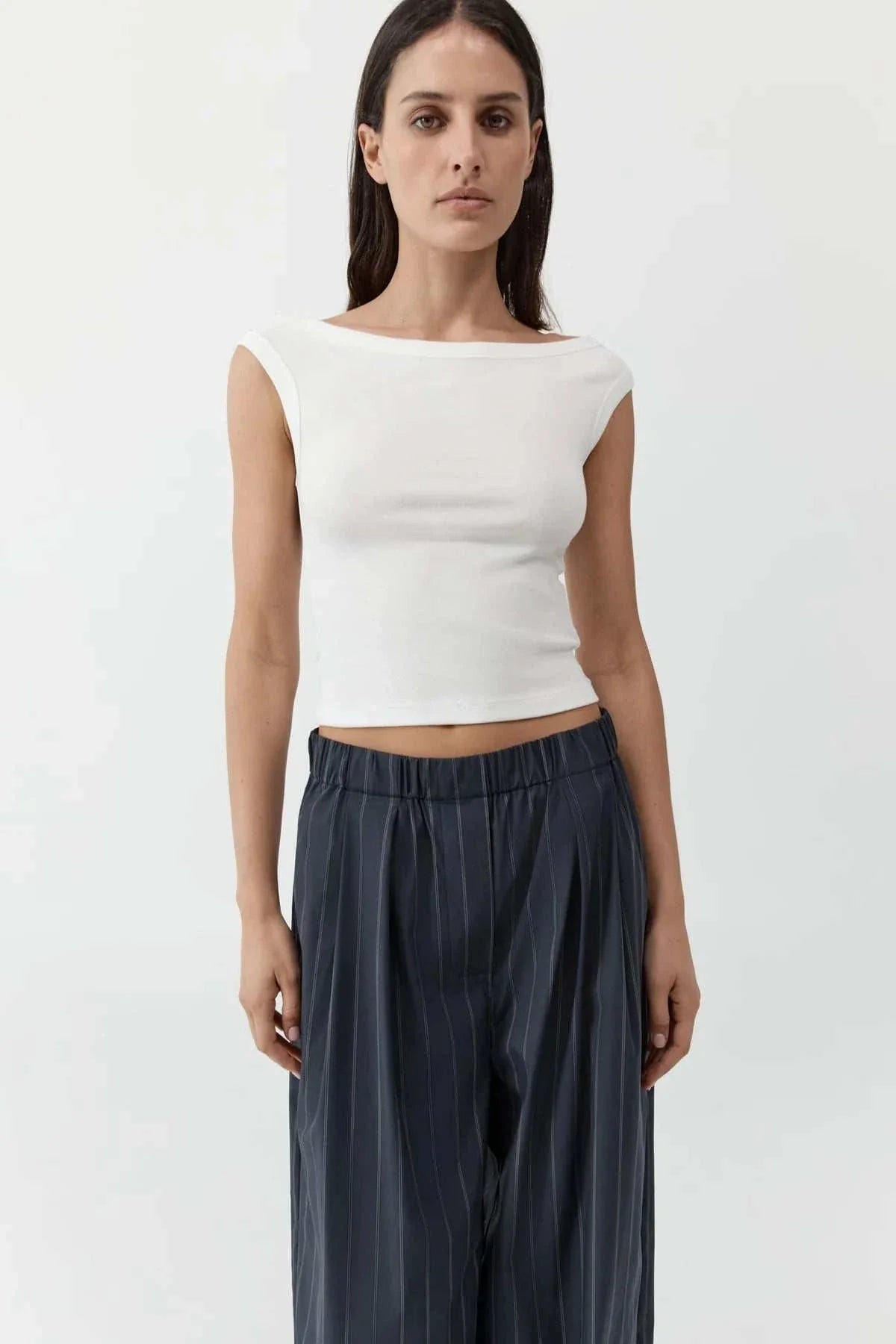 St Agni Organic Cotton Off Shoulder Top White